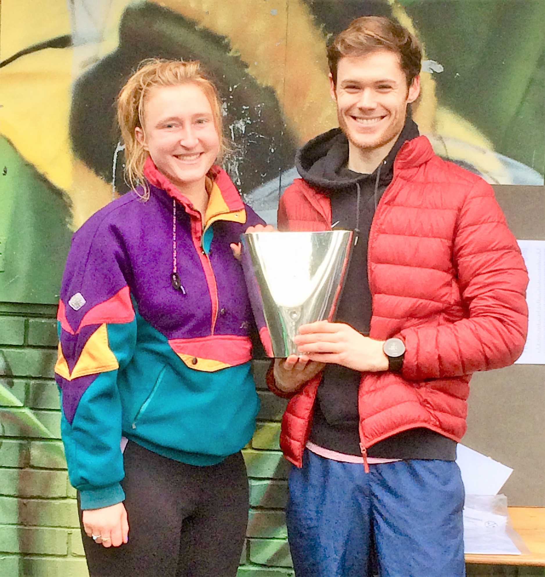 Helen Elkington and Will Gardner with Laurie Bradley Trophy 2019